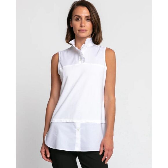 Hinson Wu white sleeveless ruffled neck Michelle tunic NWOT - Picture 1 of 10